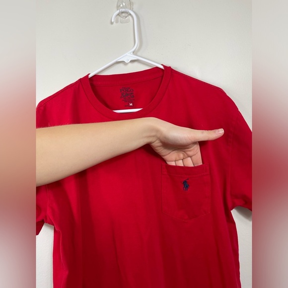 R.Lauren Jersey Pocket Red T-Shirt Polo Men's Cotton Size M - Picture 6 of 14